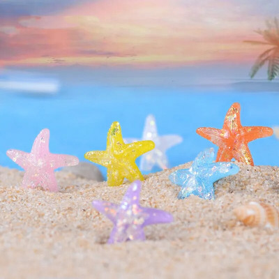 Фигурки Миниатюри Цветни морски звезди Плажни микро пейзажни орнаменти за декорации на дома Аксесоари за аквариум Аквариум