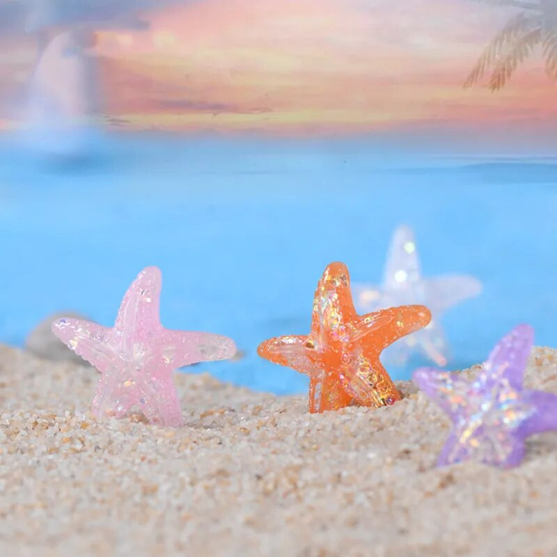 Figūrėlės Miniatiūros Spalvingos Starfish Beach Mikro kraštovaizdžio papuošalai namų dekoravimui Akvariumo aksesuarai Akvariumo priedai