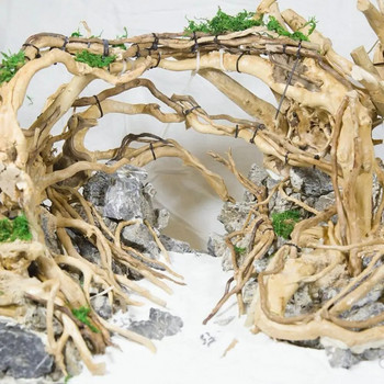 1 τεμ. N1N Στολίδι Δεξαμενής Ψαριών Ερπετό Δεξαμενή Φόντο Ενυδρείο Διακόσμηση φυτού Κοτσάνι Driftwood Cuckoo Root Φυσικός κορμός