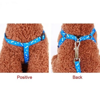 Каишка за кучета Chihuahua Harness Leash for Small Dog Adjustable Walking Puppy Accessories Pet Dog Bone Printing Harness Leash Set