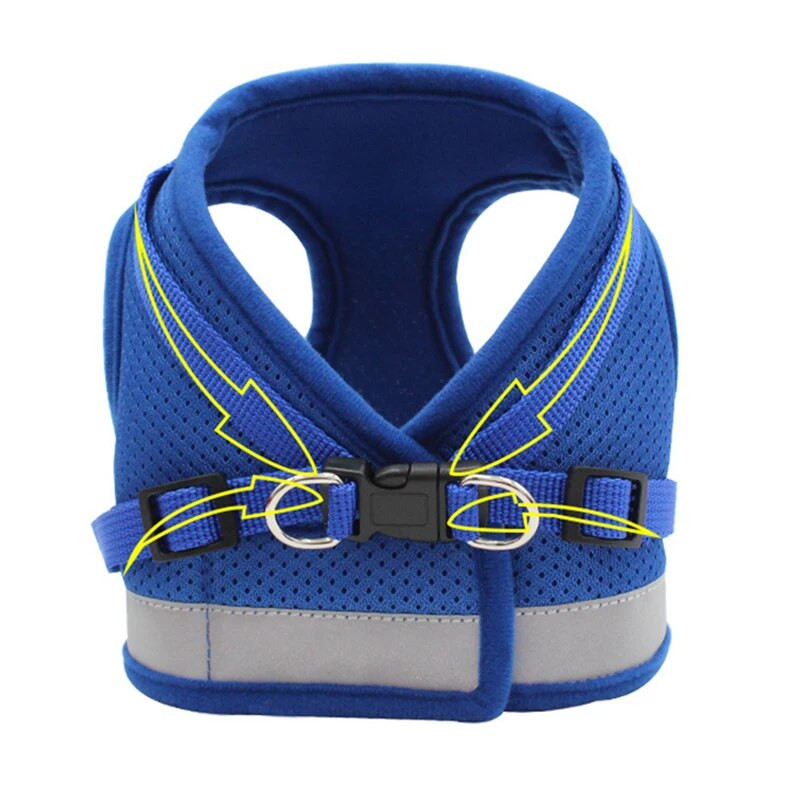 Set de lesă pentru ham pentru câini din plasă pentru câini de companie mici, cățeluș, pug, buldog, frânghie de tragere, guler respirabil, accesorii pentru pisici