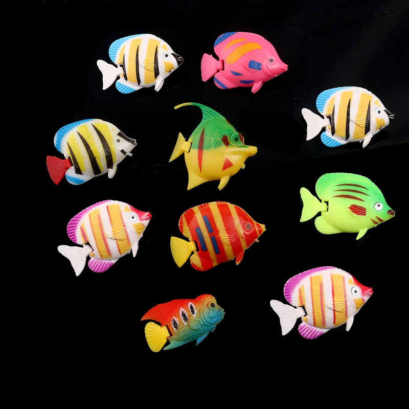 10 buc Ornament robot Ocean Decor Decorații Pește plutitor artificial Pește din plastic Pește artificial în mișcare Pește mic floot