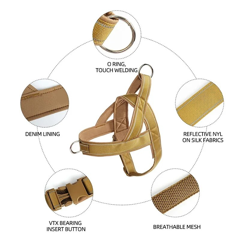 600 Denier nailonist lemmikloomarakmed suure tõmbetugevuse ja peegeldava joonega, sobivad keskmistele kuni suurtele koertele, koerte treenimiseks