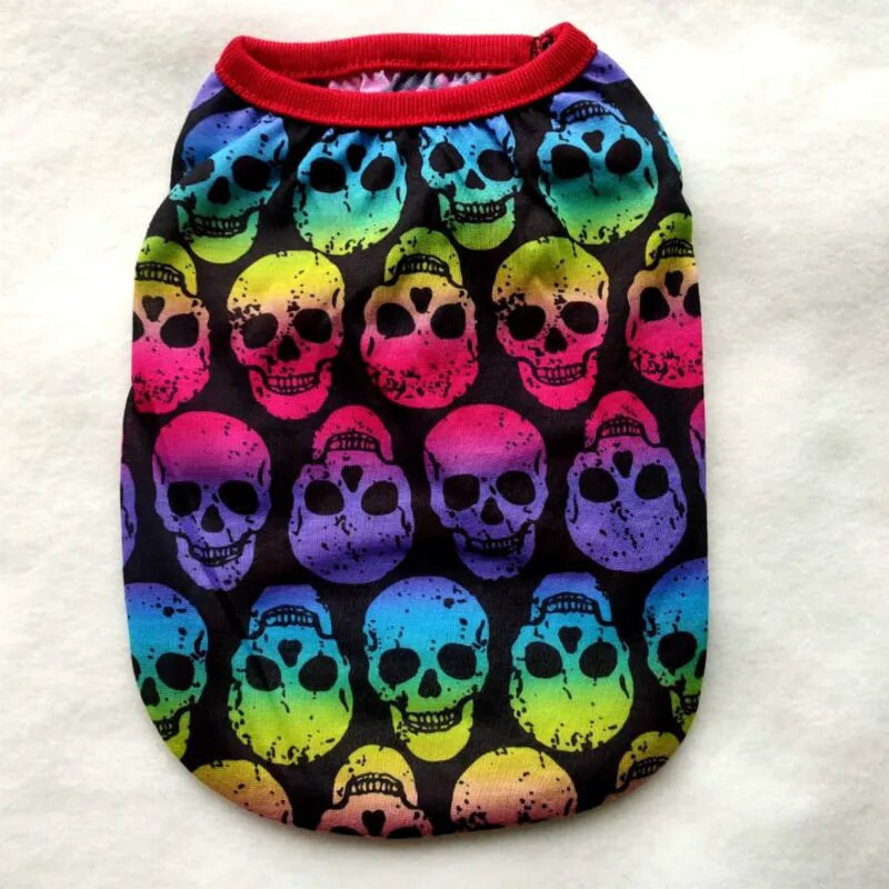 Pet Dog Vest Odjeća Cartoon Skull Nigga Cat T-shirt Mekana mreža za proljeće i ljeto Puppy Dogs Odjeća Oprema za pse Kostimi za pse