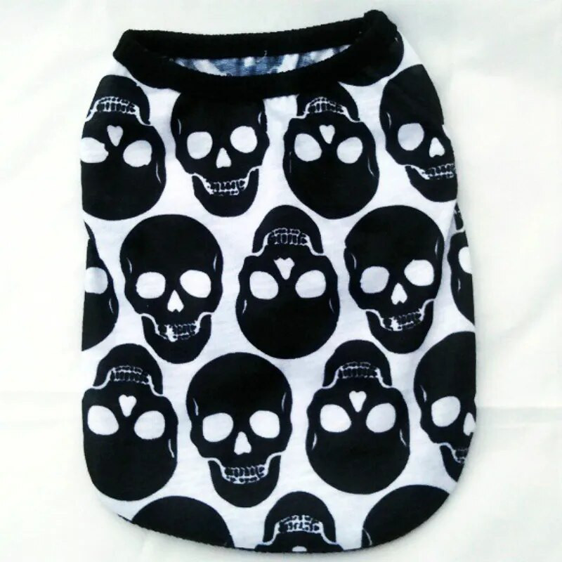 Pet Dog Vest Odjeća Cartoon Skull Nigga Cat T-shirt Mekana mreža za proljeće i ljeto Puppy Dogs Odjeća Oprema za pse Kostimi za pse
