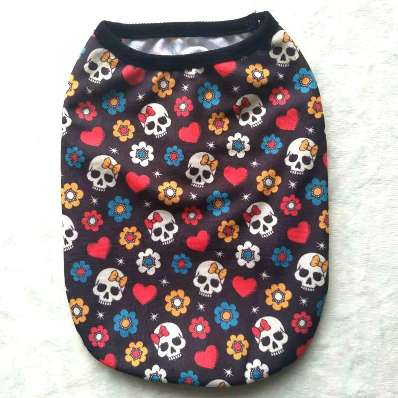 Pet Dog Vest Odjeća Cartoon Skull Nigga Cat T-shirt Mekana mreža za proljeće i ljeto Puppy Dogs Odjeća Oprema za pse Kostimi za pse