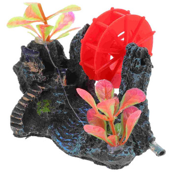 Украсете алпинеум Растение Водно колело Машина за производство на въздух Орнамент Аквариум Смола Подслон за рибки