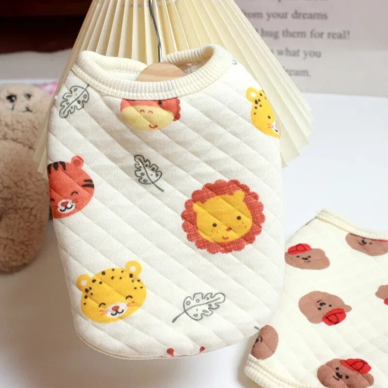 INS Kisállat Kutyaruhák Aranyos Medve Plusz Bársonyos kutyamellény Meleg Téli Kutyakabátok Teddy Bear Macska Kölyökkutya Pamut kutyakabát Kutyaruházat