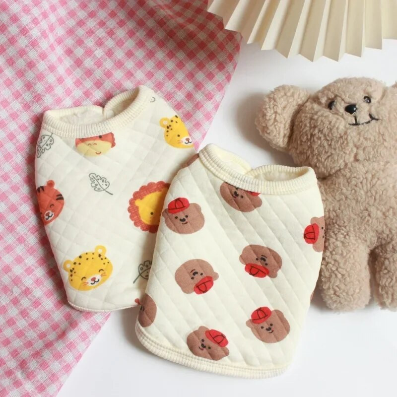 INS Kisállat Kutyaruhák Aranyos Medve Plusz Bársonyos kutyamellény Meleg Téli Kutyakabátok Teddy Bear Macska Kölyökkutya Pamut kutyakabát Kutyaruházat
