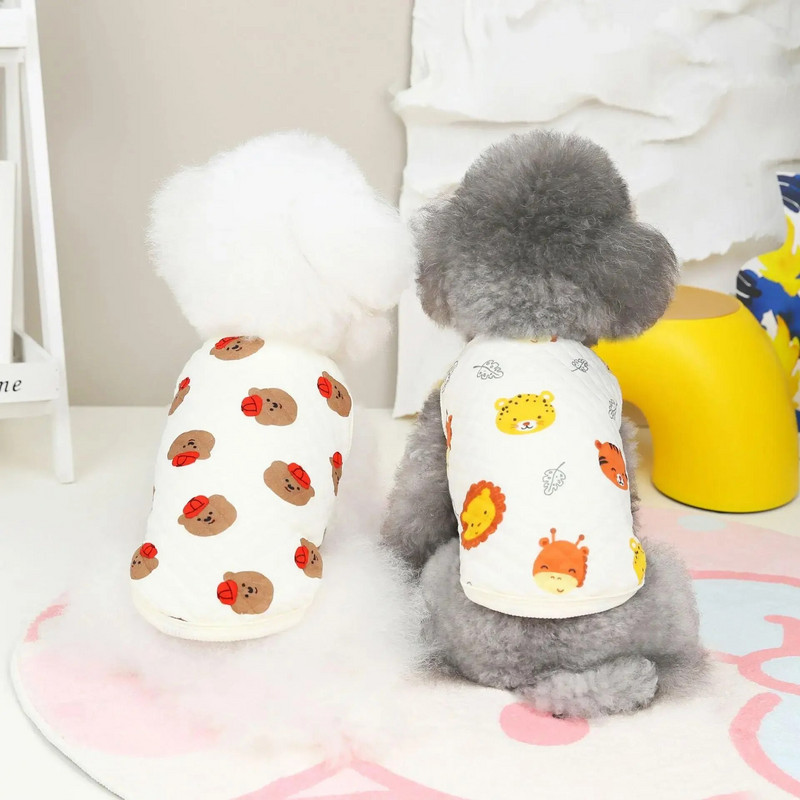 INS Kisállat Kutyaruhák Aranyos Medve Plusz Bársonyos kutyamellény Meleg Téli Kutyakabátok Teddy Bear Macska Kölyökkutya Pamut kutyakabát Kutyaruházat