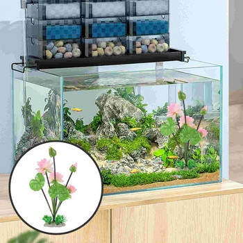 Изкуствени водни растения Фалшиви за аквариум Трева Домакински цветя на лотос Пластмасови декорации за аквариум Малки декори