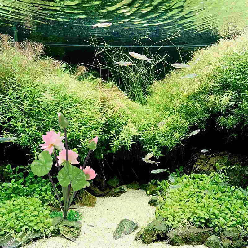 Mesterséges vízi növények hamisítvány akváriumhoz fű Háztartási lótuszvirág műanyag akvárium dekorációk kis dekorok