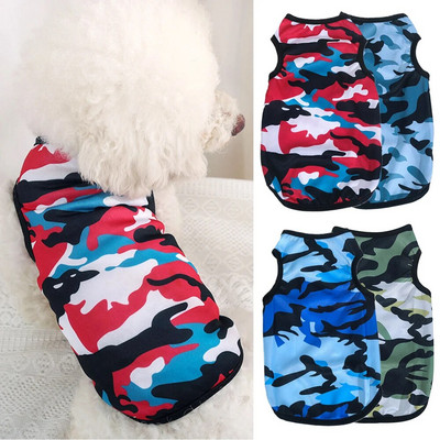 Καλοκαιρινό γιλέκο παραλλαγής σκύλου Χαριτωμένα άνετα ρούχα για κουτάβι με προστασία από τον ήλιο Μικρά μπλουζάκια για σκύλους Απλή κλασικά ρούχα για κουτάβια για κατοικίδια