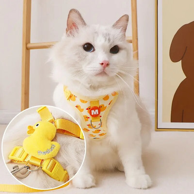 Animacinių filmų ančių šunų diržų ir pavadėlio rinkinys Reguliuojamas šuniuko antkaklio dirželis Pet Cat Pet Cat petnešos liemenė prancūzų buldogo vaikščiojimo priedai
