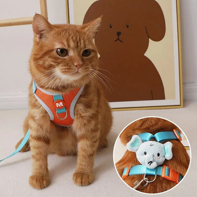 Animacinių filmų ančių šunų diržų ir pavadėlio rinkinys Reguliuojamas šuniuko antkaklio dirželis Pet Cat Pet Cat petnešos liemenė prancūzų buldogo vaikščiojimo priedai