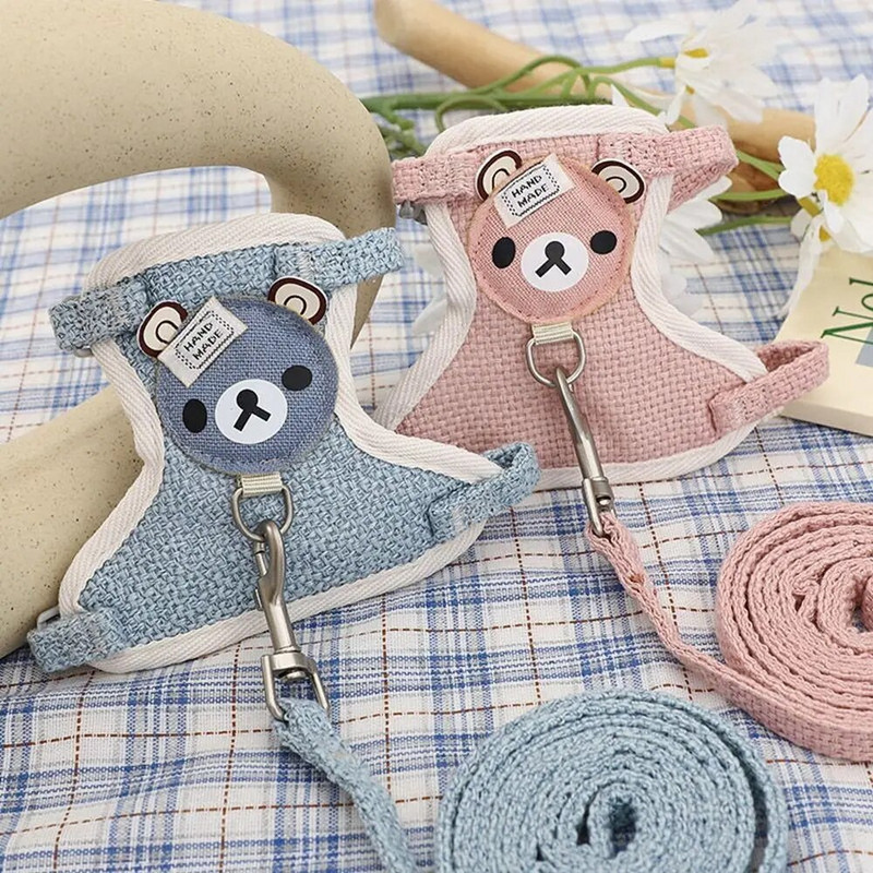 Crtani Medvjed Psi Mačke Dodaci Mali srednji psi Uže Prsni remen Lanac za pse Uže za vuču