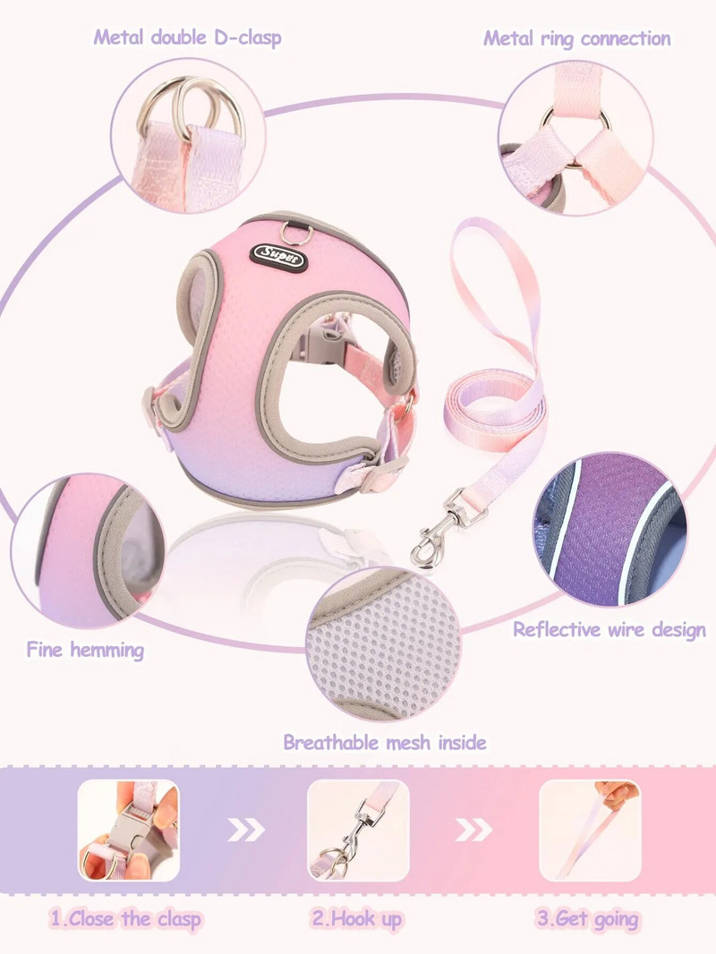 Supet Pet Step-in kutyahám, állítható fényvisszaverő puha kutyahám, légáteresztő kutyamellény hám macskáknak, kölyökkutyának