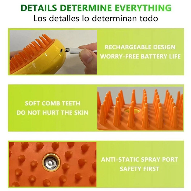 Kassi auruhari elektriline veesprei Kassipoegade lemmikloomade massaažikamm Sissetõmmatav pehme silikoonist kasside vanni juuksehari hooldustarbed