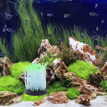 Светеща анемона, растение, статуя на аквариум, флуоресцентен декоративен аквариум със силикагел, изкуствен за на тъмно
