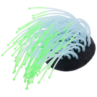 Švytintis anemonų augalas žuvų bako statula Fluorescencinis dekoratyvinis silikagelis akvariumas, dirbtinis tamsoje