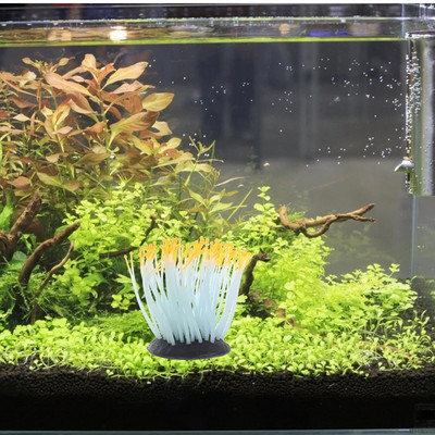 Švytintis anemonų augalas žuvų bako statula Fluorescencinis dekoratyvinis silikagelis akvariumas, dirbtinis tamsoje