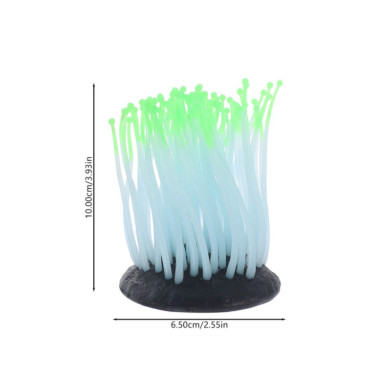 Švytintis anemonų augalas žuvų bako statula Fluorescencinis dekoratyvinis silikagelis akvariumas, dirbtinis tamsoje