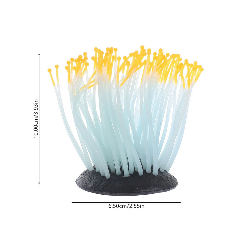 Švytintis anemonų augalas žuvų bako statula Fluorescencinis dekoratyvinis silikagelis akvariumas, dirbtinis tamsoje