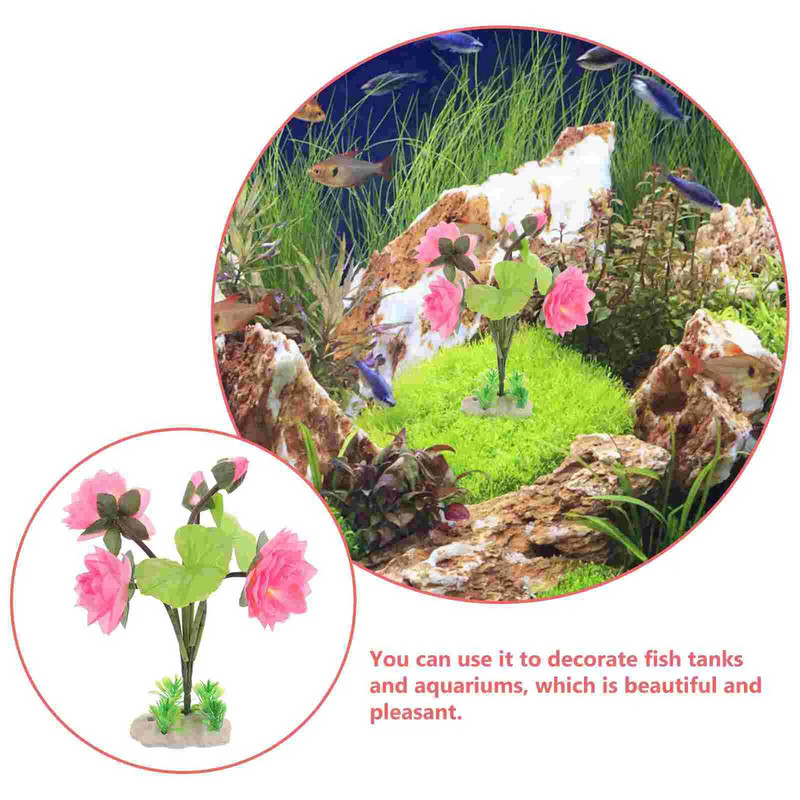 Imituoti lotoso papuošalai Realistiški akvariumo akvariumo papuošimai Buitiniai maži dirbtiniai augalai