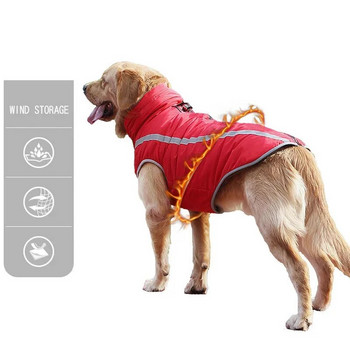 Водоустойчиви дрехи за кучета за големи кучета Зимни топли якета за големи кучета Подплатено поларено палто за домашни любимци Безопасно светлоотразително облекло за кучета