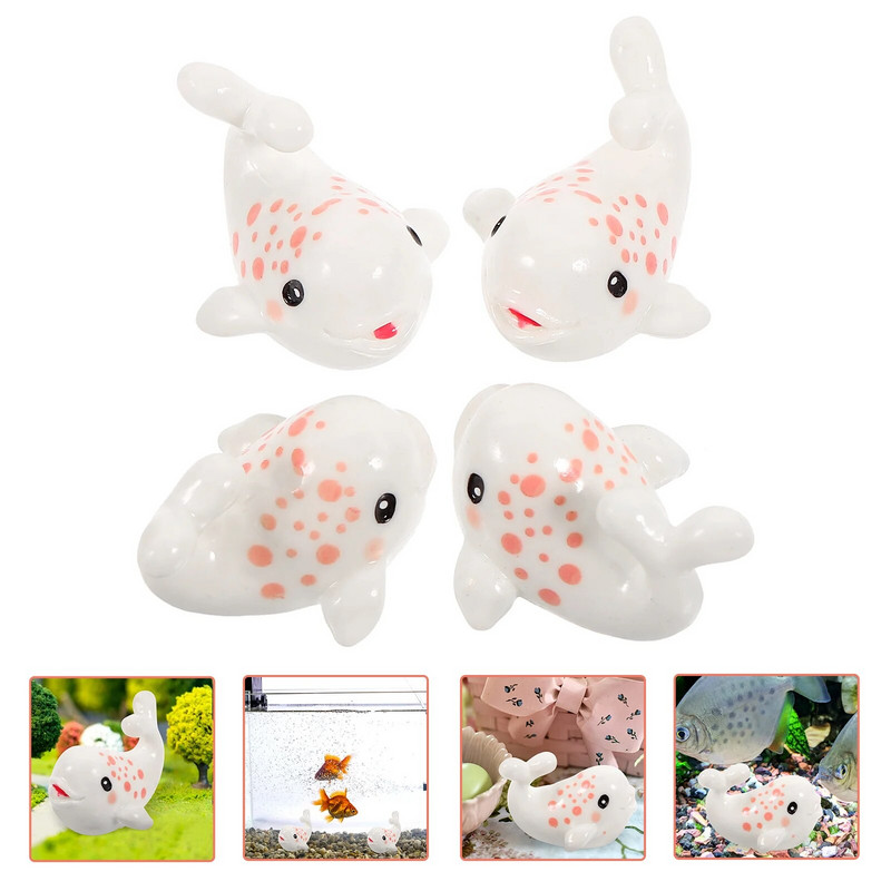 4 gab. Dzīvnieki Beluga mikroskopiski ornamenti Sīki vaļi Dārza dekors Statuja Sveķu figūriņas Miniatūrvaļi
