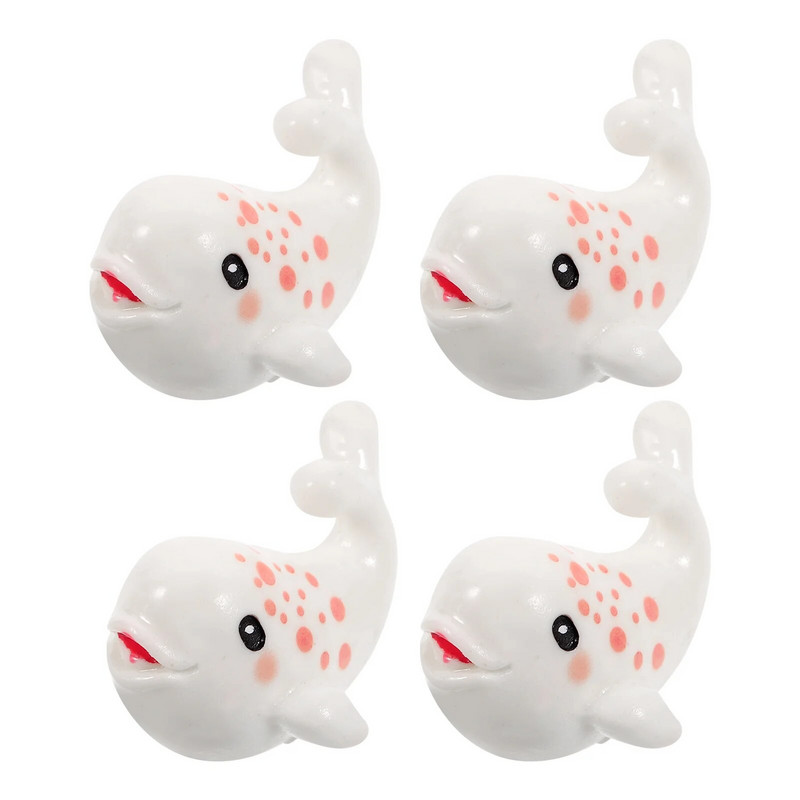 4 gab. Dzīvnieki Beluga mikroskopiski ornamenti Sīki vaļi Dārza dekors Statuja Sveķu figūriņas Miniatūrvaļi