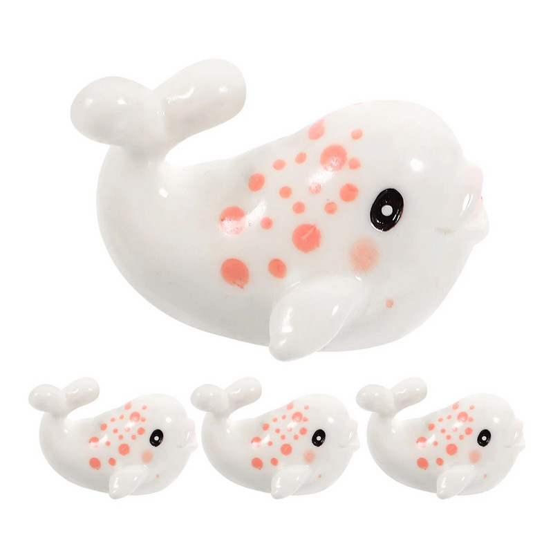4 gab. Dzīvnieki Beluga mikroskopiski ornamenti Sīki vaļi Dārza dekors Statuja Sveķu figūriņas Miniatūrvaļi