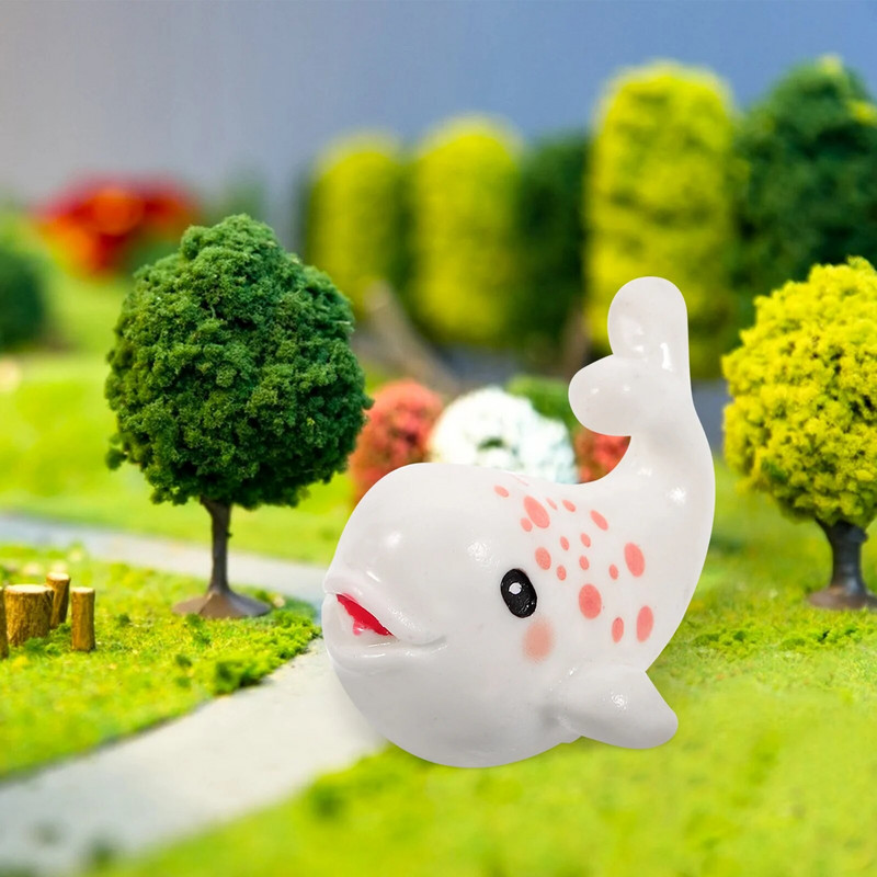 4 gab. Dzīvnieki Beluga mikroskopiski ornamenti Sīki vaļi Dārza dekors Statuja Sveķu figūriņas Miniatūrvaļi