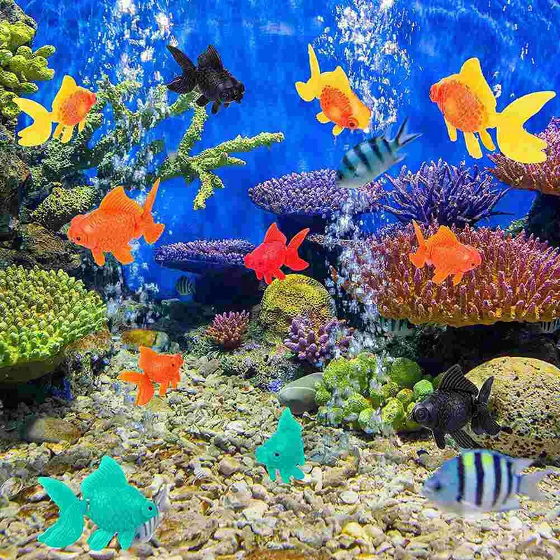 10 vnt. Ryškus dirbtinės auksinės žuvelės ornamentas žuvies rezervuaro kraštovaizdžio žuvies dekoras