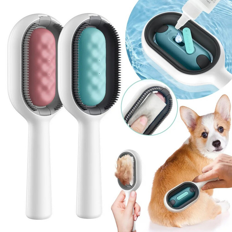 Kétoldalas szőrtelenítő kefék macskakutya kisállatápoló fésűvel víztartályos cicakefével gato accesorios artículos mascotas