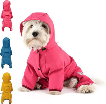 Αδιάβροχο σκύλου με κουκούλα για κουτάβι Μικρά μεσαία σκυλιά Μασίφ Ρούχα για κουτάβια αντανακλαστικά κατοικίδια Ενδύματα για γάτες με τετράποδα συμπαγή μπουφάν