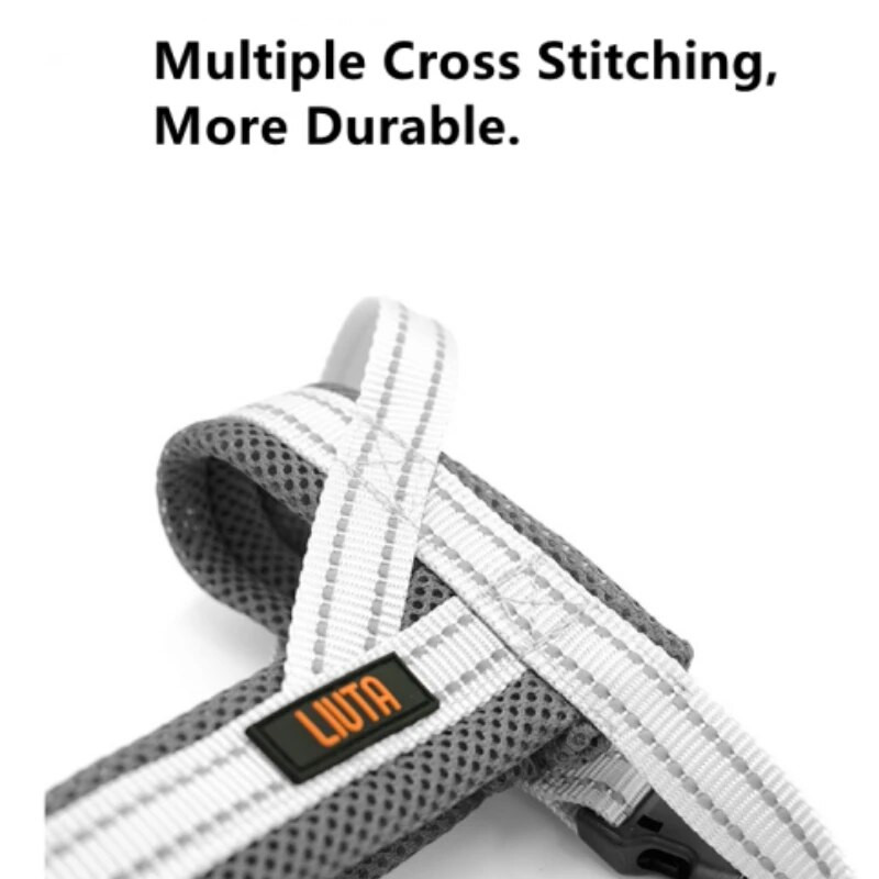 Harnaș reflectorizant pentru zgarda pentru câini - Fără tragere pentru animale de companie, clemă reglabilă pentru spate, mâner de bază pentru zgarda pentru antrenament, alergare ușoară pe jos