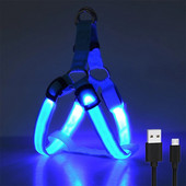 Reguliuojamas LED diržas šunims, USB įkraunamas, mirksintis naktinis saugos diržas, netraukiamas antkakliai, skirti mažiems ir vidutiniams šunims augintiniams Arnes Perro