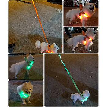Регулируем LED колан за кучета USB акумулаторен мигащ нощна безопасност Без дърпане на нашийници колан за малки средни кучета Домашни любимци Arnes Perro