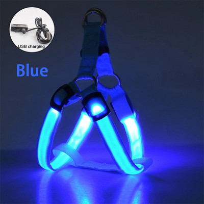 Reguliuojamas LED diržas šunims, USB įkraunamas, mirksintis naktinis saugos diržas, netraukiamas antkakliai, skirti mažiems ir vidutiniams šunims augintiniams Arnes Perro