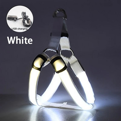 Reguliuojamas LED diržas šunims, USB įkraunamas, mirksintis naktinis saugos diržas, netraukiamas antkakliai, skirti mažiems ir vidutiniams šunims augintiniams Arnes Perro