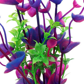 Лилаво цвете Изкуствено фалшиво пластмасово растение Изкуствено аквариумно растение Аксесоари за аквариум Декорация Орнамент Подводно растение
