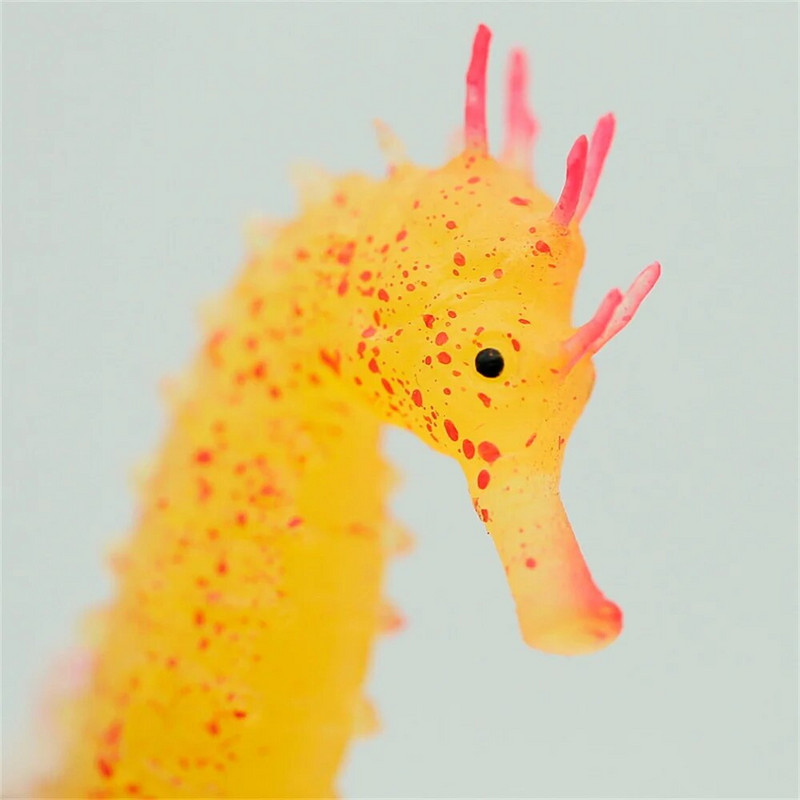 Helendav merihobu akvaariumi ornament, helendav pimedas maastikukujundus, silikoonist merihobune helendav akvaariumi kaunistus hipokampus