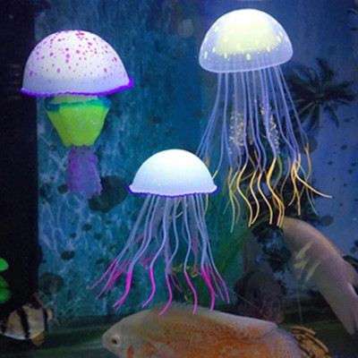 Akvariumo rezervuaras žuvims imituoja medūzų kraštovaizdžio dekoravimą Mažas minkštas plūduriuojantis šviečiantis ryškus įvairių spalvų namų dekoravimui