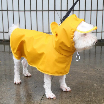 Αδιάβροχο κατοικίδιο ζώο με κουκούλα για σκύλους κίτρινο αδιάβροχο μπουφάν Μαλακά ρούχα εξωτερικού χώρου για μεγάλους μεσαίους μικρούς σκύλους Ολόσωμη φόρμα για κατοικίδια Παλτό