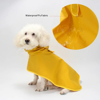 Дъждобран за домашни любимци Куче с качулка Жълто водоустойчиво яке Меки външни дрехи за големи средни малки кучета Гащеризон Палто за домашни любимци