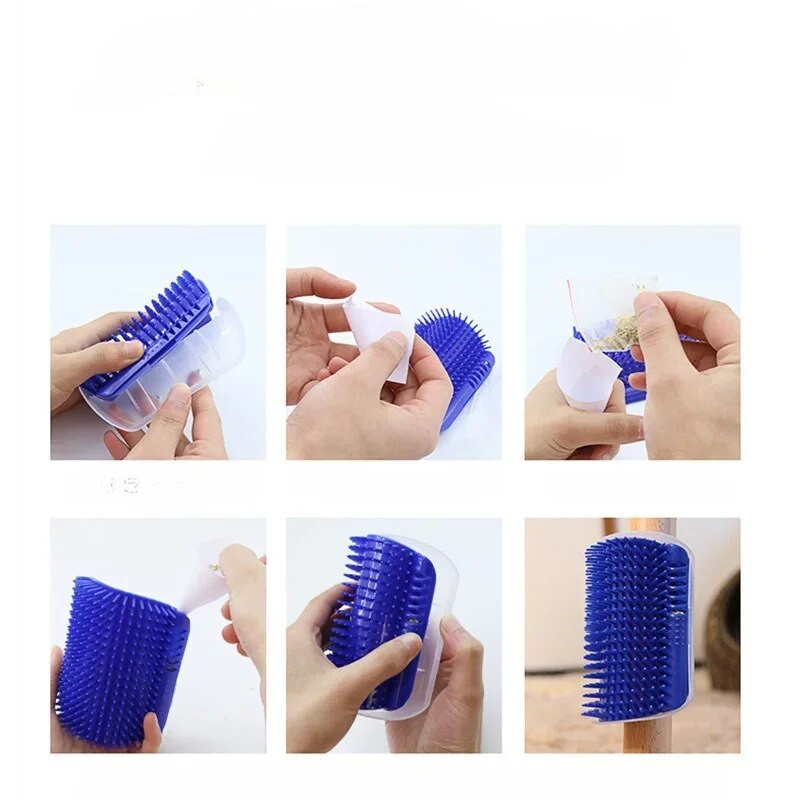 Kačių šukavimo priemonė su katžolėmis Minkšta kačių sienelės kampas masažo kačių šukavimo šepetys įtrina veidą kutenančiomis šukomis Gyvūnų priežiūros reikmenys