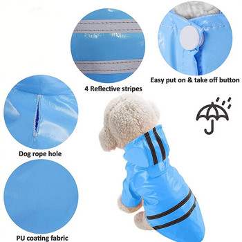 Водоустойчиви дъждобрани за кученца с качулка за малки кучета Дъждобран за домашни любимци със светлоотразители и отвор за каишка Зимни екипи за кучета на открито