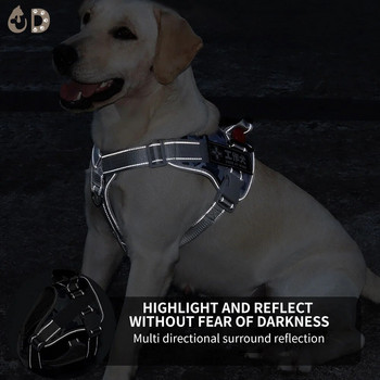 Мултифункционален колан за домашни кучета, средно голям, светлоотразителен колан за кучета, обучение на открито, комфорт, дишаща жилетка, презрамка за гърдите за куче