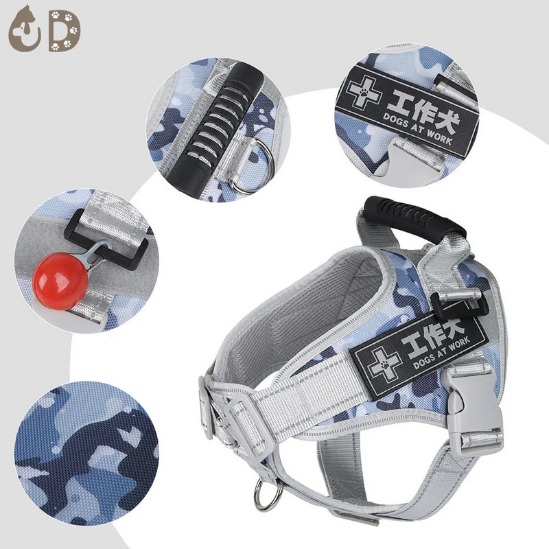 Daugiafunkcinis naminių šunų diržas Vidutinis didelis šuns šviesą atspindintis diržas Patogus kvėpuojantis liemenės krūtinės diržas šuniui